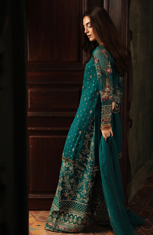 Dastan E Jashan by Charizma Premium Embroidered Chiffon Unstitched 3 Piece Suit - DJW5-04 - CHZ25DSJ - Green - Formals Collection