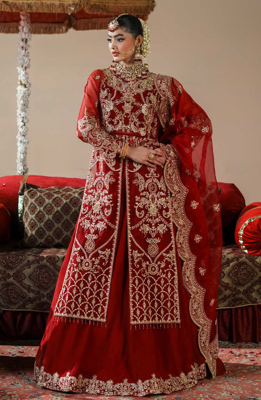 Dastoor by Zebtan Luxury Embroidered Net Unstitched 3 Piece Suit - DR-06 - ZBT25DS - Red - Formals Collection