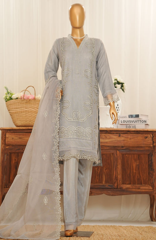 Delilah by Amna Khadija Embroidered Organza Stitched 3 Piece Suit - DSCE-07 - AM25DKNV2 - Grey - Festive Collection