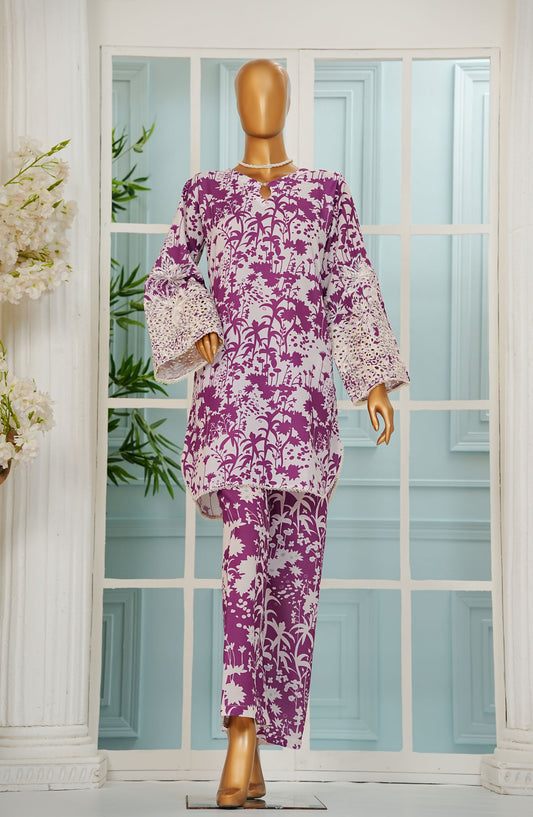 Printkari by Amna Khajida Printed Swiss Lawn Pret 2 Piece Suit - AM25ESF - D-01 - Purple - Summer Collection