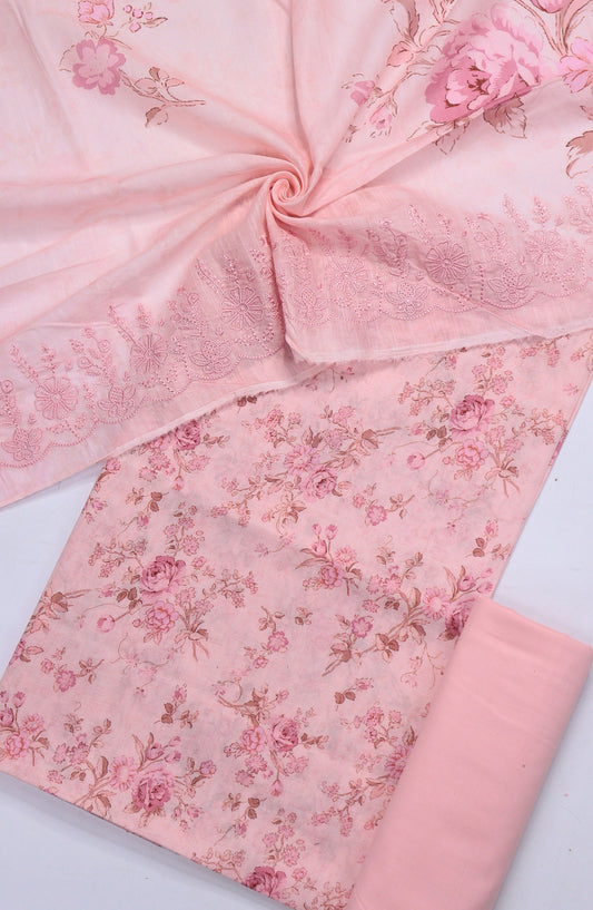 Amna Khadija Minza Embroidered Lawn Unstitched 3 Piece Suit - Design-02 - AM25MINZ - Pink - Summer Collection