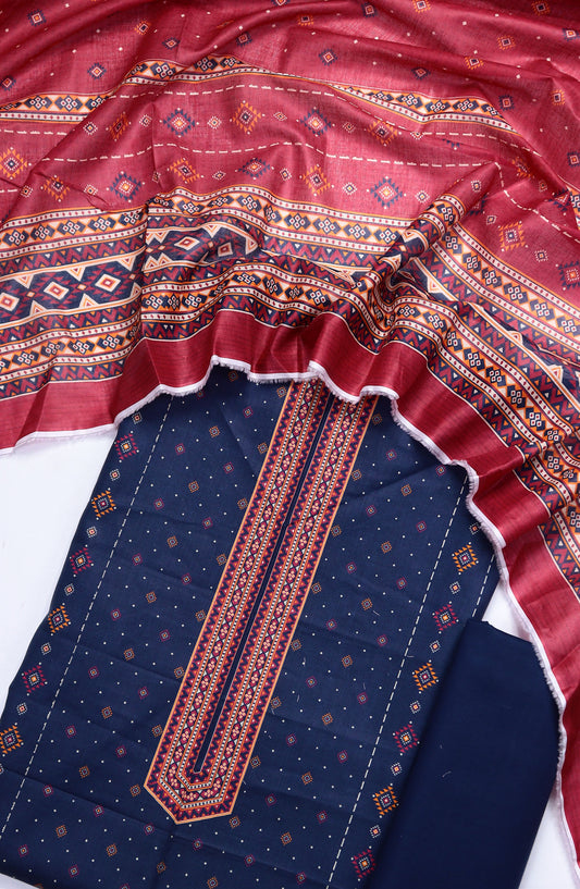 Bin Saeed Printed Lawn Unstitched 3 Piece Suit - Design-05 - BS25ULN - Blue - Summer Collection
