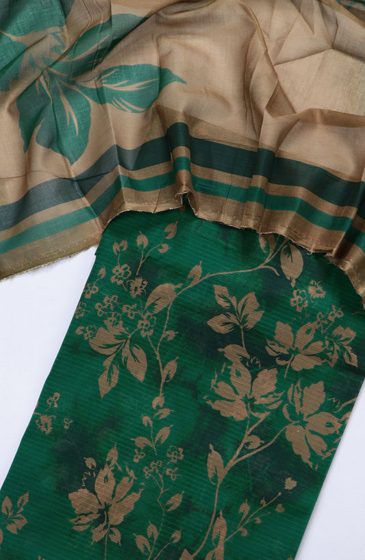 Amna Khadija Full Suit Dupatta Printed Bana Dora Lawn Unstitched 3 Piece Suit - Design-11 - AM25KFLS - Green - Summer Collection