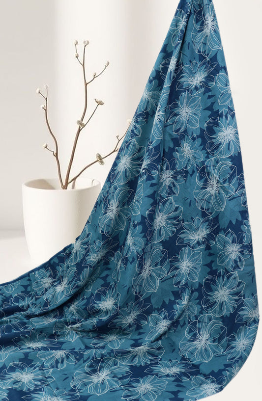 Amna Khadija Classic Printed Lawn Unstitched 2 Piece Suit - Design-22 - AK25CFL6 - Blue - Summer Collection
