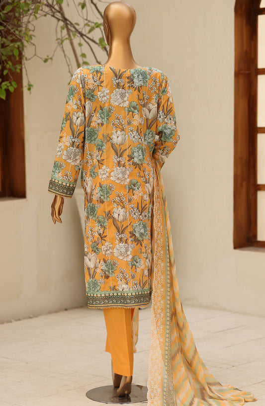 Dhagakari by HZ Textile Embroidered Lawn Unstitched 3 Piece Suit - D-04 - HZ26DGK - Yellow - Summer Collection