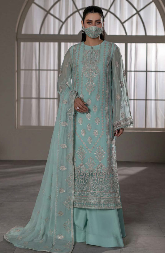 Dilkash Kuch Khas by Flossie Embroidered Chiffon Unstitched 3 Piece Suit - D4 (A) - FLS26DLK - Ferozi - Luxury Collection
