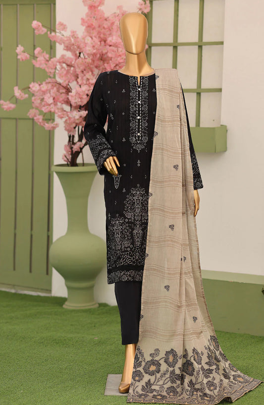 Dynasty by HZ Textiles Embroidered Lawn Unstitched 3 Piece Suit - D-01 - HZ26DYN - Black - Festive Collection