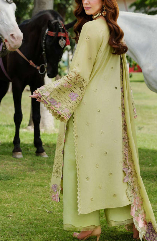 Elaf Embroidered Luxury Lawn Unstitched 3 Piece Suit - EL25ULL2 - ELH-1A Pistacia - Green - Summer Collection