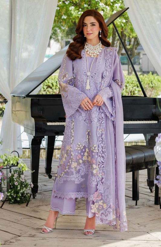 Elaf Embroidered Luxury Lawn Unstitched 3 Piece Suit - EL25ULL2 - ELH-3A Paris Hues - Purple - Summer Collection