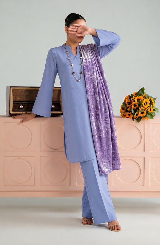 Eclat De Lilas Palachio by Amna Khadija Moonlight Unstitched 3 Piece Suit - AKED-04 - AM26EDP - Blue - Winter Collection