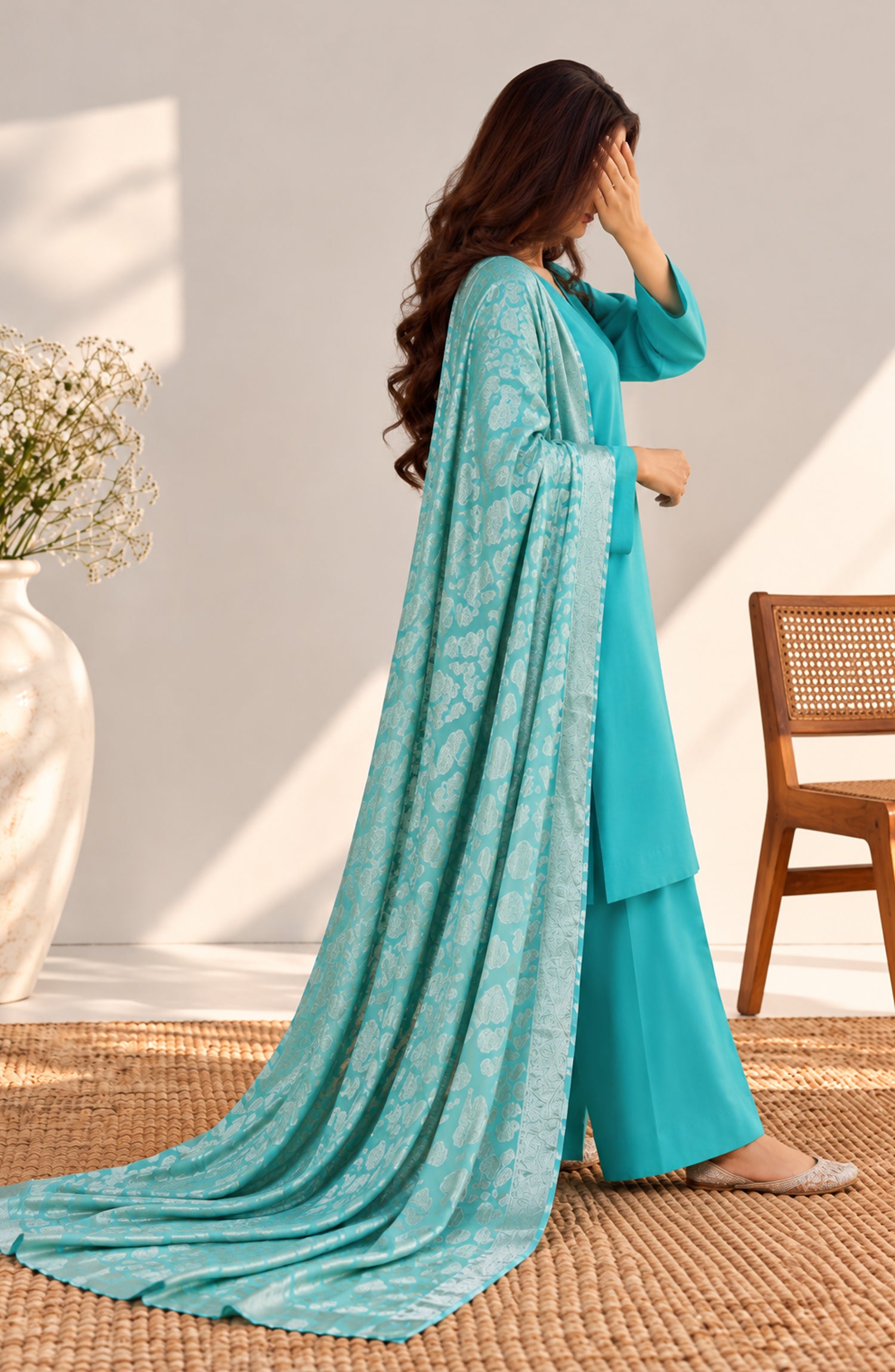Eclat De Lilas Palachio by Amna Khadija Moonlight Unstitched 3 Piece Suit - AKED-05 - AM26EDP - Ferozi - Winter Collection