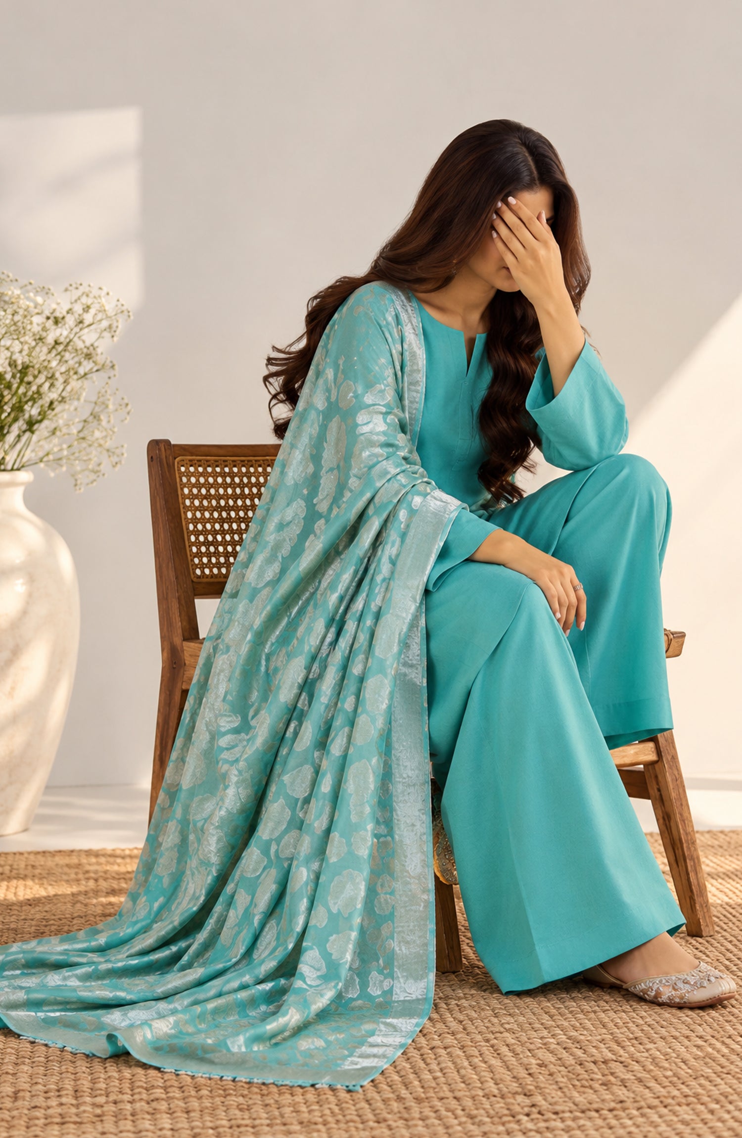 Eclat De Lilas Palachio by Amna Khadija Moonlight Unstitched 3 Piece Suit - AKED-05 - AM26EDP - Ferozi - Winter Collection