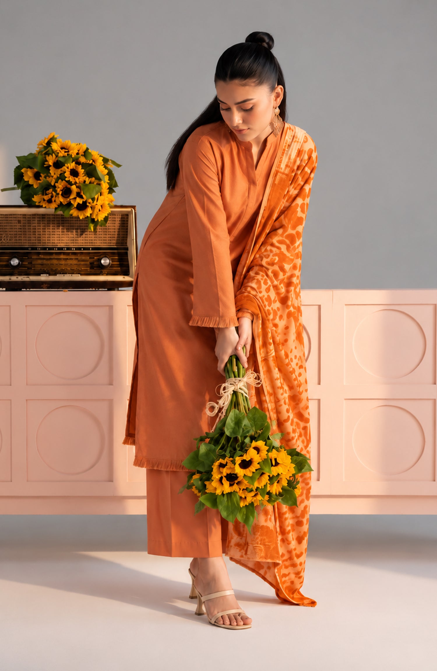 Eclat De Lilas Palachio by Amna Khadija Moonlight Unstitched 3 Piece Suit - AKED-06 - AM26EDP - Orange - Winter Collection