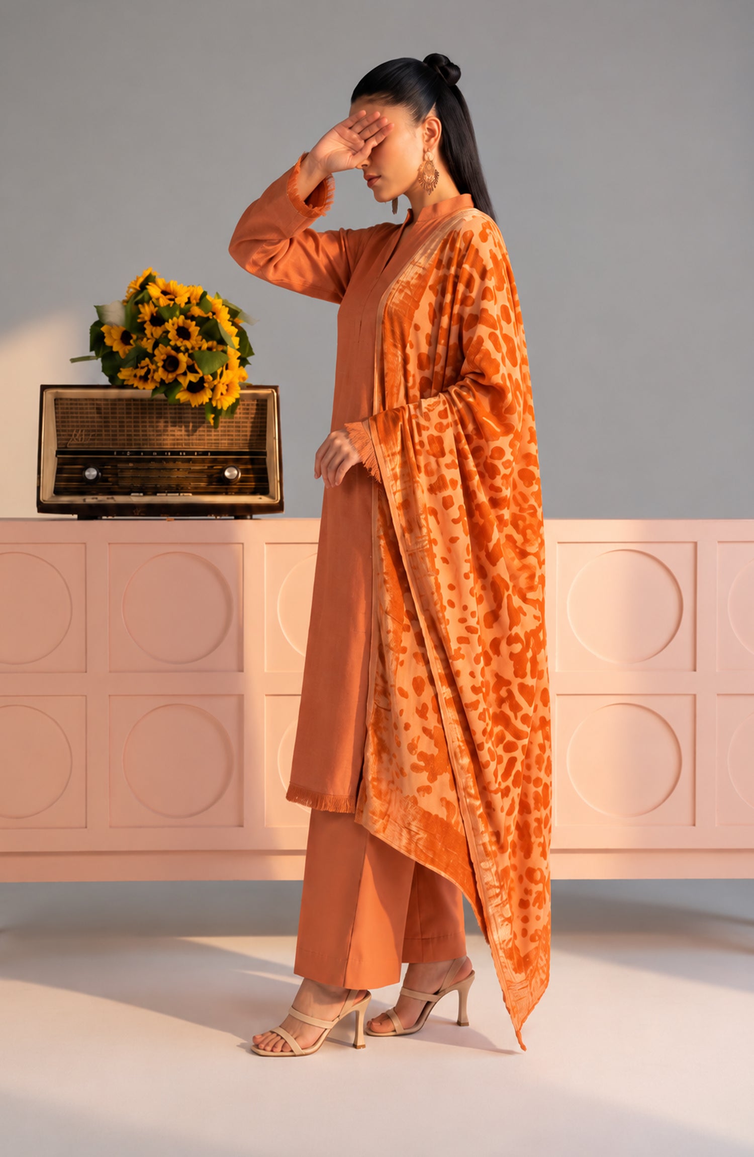 Eclat De Lilas Palachio by Amna Khadija Moonlight Unstitched 3 Piece Suit - AKED-06 - AM26EDP - Orange - Winter Collection