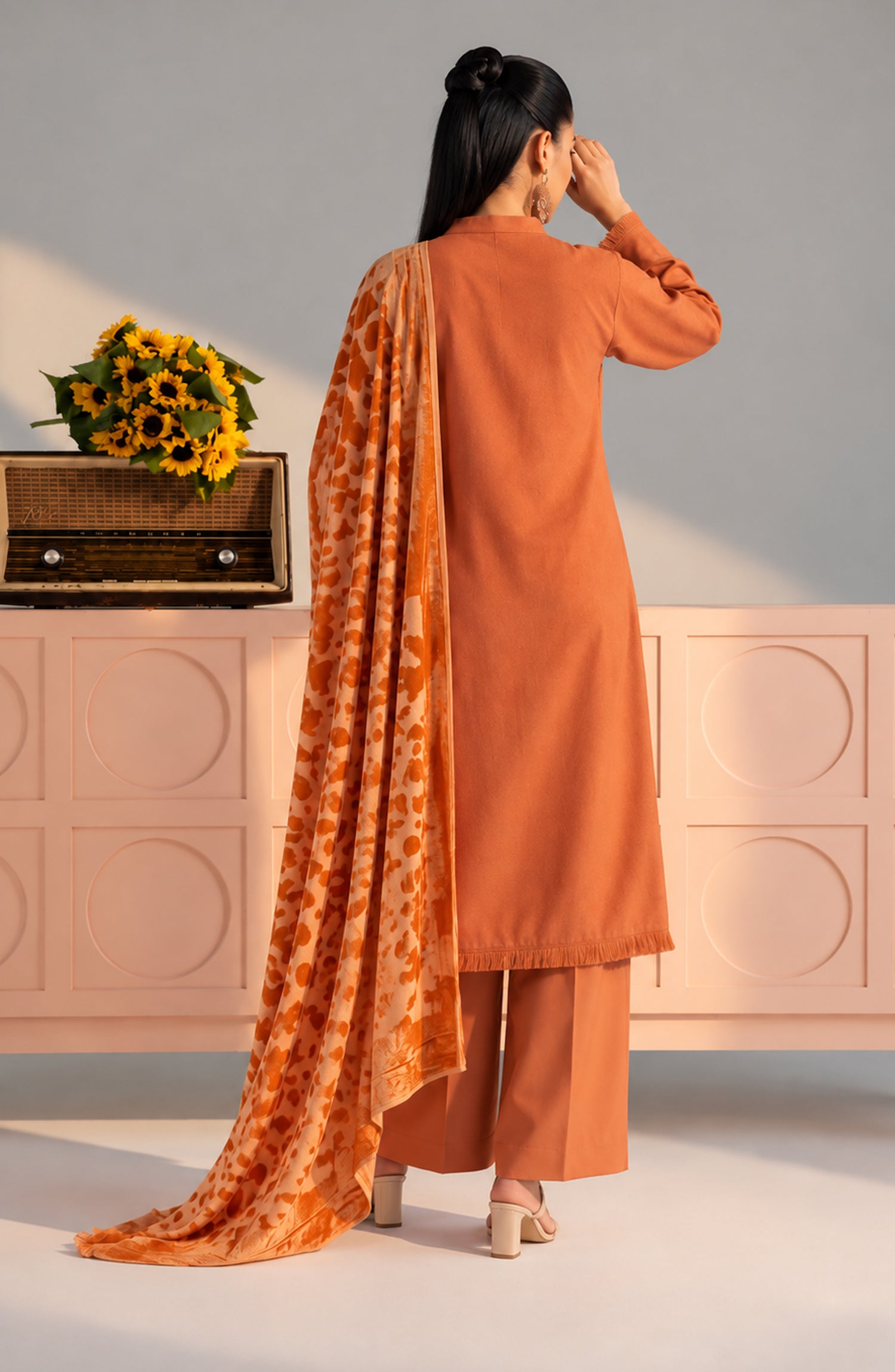 Eclat De Lilas Palachio by Amna Khadija Moonlight Unstitched 3 Piece Suit - AKED-06 - AM26EDP - Orange - Winter Collection