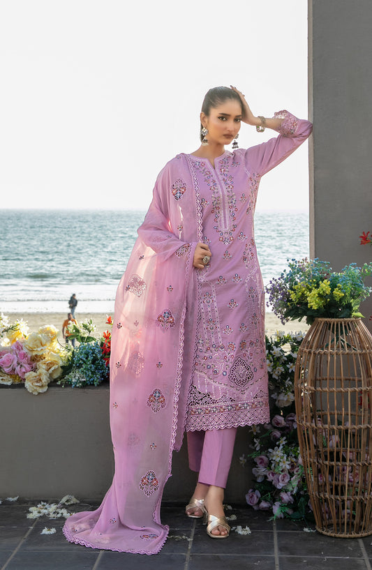 Ek Sunehri Dopahar by Tawakkal Fabrics Embroidered Lawn Unstitched 3 Piece Suit - D-2640 - TF26SDP - Pink - Summer Collection