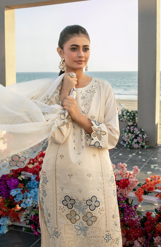 Ek Sunehri Dopahar by Tawakkal Fabrics Embroidered Lawn Unstitched 3 Piece Suit - D-2636 - TF26SDP - Fawn - Summer Collection