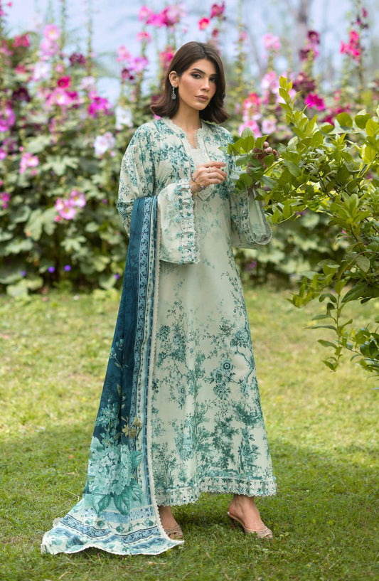 Elaf Bridgerton Printed Lawn Unstitched 3 Piece Suit - EPB-7A DAPHANEE - EL26BRD - Green - Summer Collection
