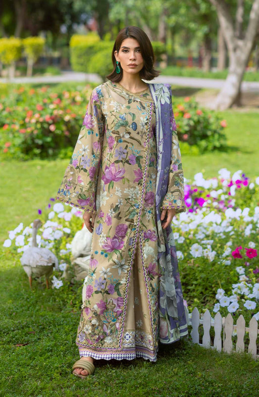 Elaf Bridgerton Printed Lawn Unstitched 3 Piece Suit - EPB-4A GIARDINO - EL26BRD - Beige - Summer Collection