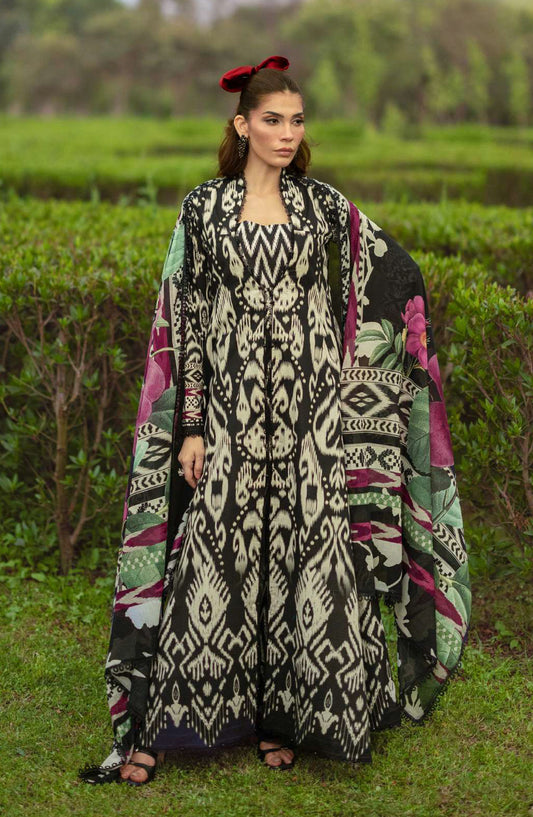 Elaf Bridgerton Printed Lawn Unstitched 3 Piece Suit - EPB-1B REGINA - EL26BRD - Black - Summer Collection