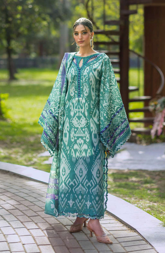Elaf Bridgerton Printed Lawn Unstitched 3 Piece Suit - EPB-1A NIA MARE - EL26BRD - Green - Summer Collection