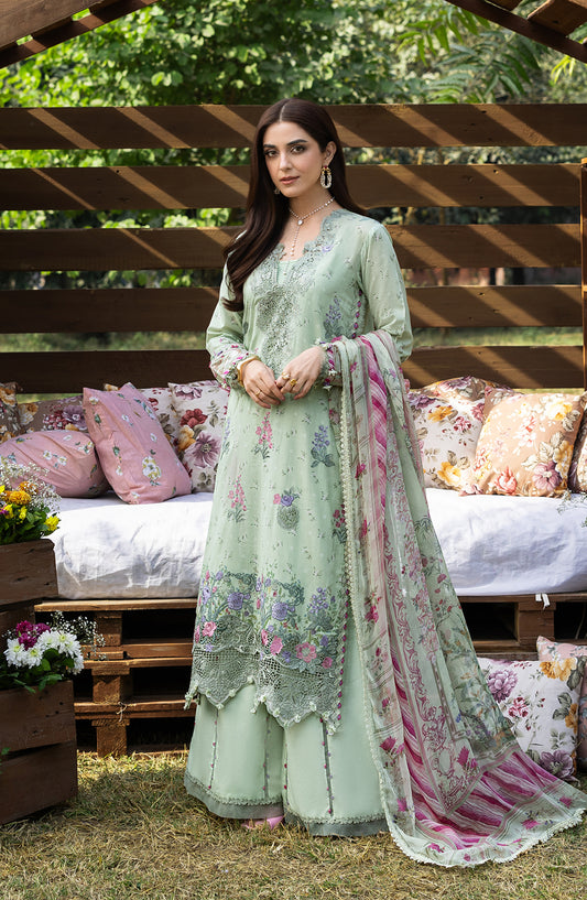 Elaf Embroidered Chikankari Lawn Unstitched 3 Piece Suit - ERC-7B Nahl - EL26CHK - Green - Summer Collection