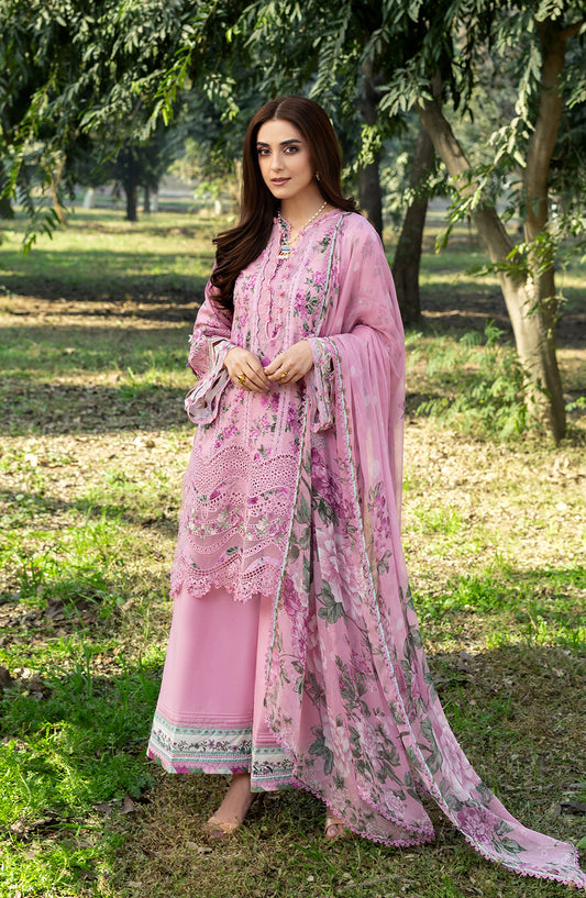 Elaf Embroidered Chikankari Lawn Unstitched 3 Piece Suit - ERC-3A Man Mayal - EL26CHK - Pink - Summer Collection