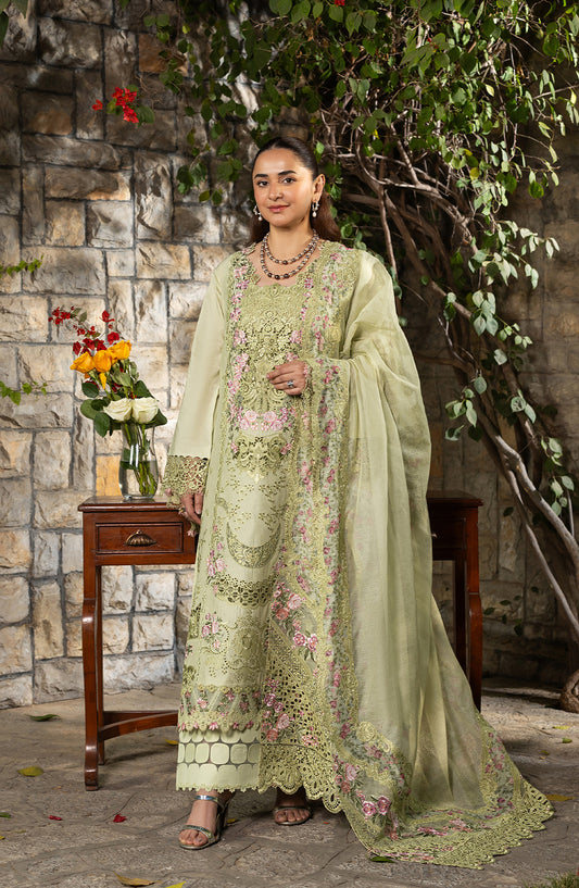Elaf Luxury Embroidered Lawn Unstitched 3 Piece Suit - ELY-11 SPANISH MUSE - EL26LL - Green - Summer Collection