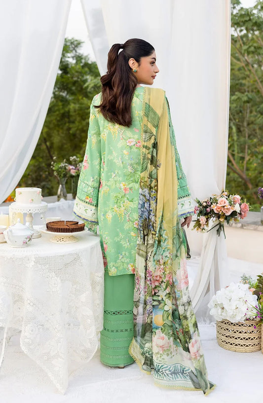 Elaf Printed Lawn Unstitched 3 Piece Suit - ECD-6B PASTELLE - EL25PRN - Green - Summer Collection