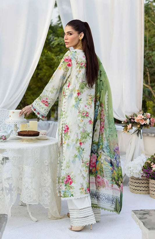 Elaf Printed Lawn Unstitched 3 Piece Suit - ECD-6A BLOSSOMEA - EL25PRN - Green - Summer Collection