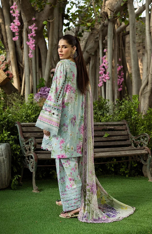 Elaf Printed Lawn Unstitched 3 Piece Suit - ECD-3B FLORAL CHARM - EL25PRN - Green - Summer Collection
