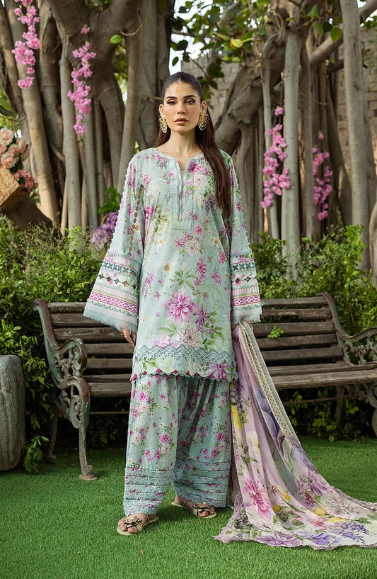Elaf Printed Lawn Unstitched 3 Piece Suit - ECD-3B FLORAL CHARM - EL25PRN - Green - Summer Collection