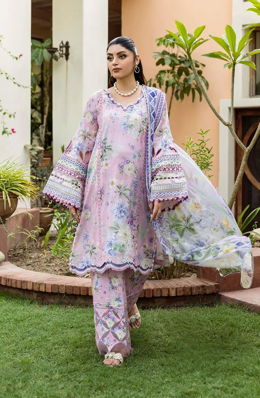 Elaf Printed Lawn Unstitched 3 Piece Suit - ECD-3A WISTERIA - EL25PRN - Purple - Summer Collection