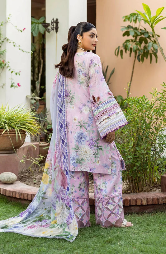 Elaf Printed Lawn Unstitched 3 Piece Suit - ECD-3A WISTERIA - EL25PRN - Purple - Summer Collection