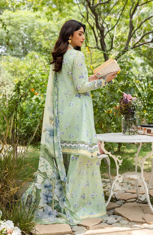 Elaf Printed Lawn Unstitched 3 Piece Suit - ECD-2B BASILE - EL25PRN - Green - Summer Collection