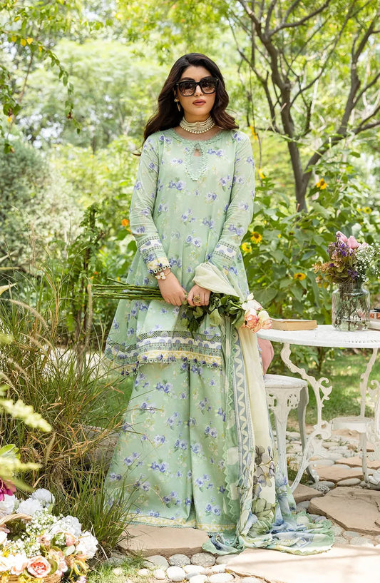 Elaf Printed Lawn Unstitched 3 Piece Suit - ECD-2B BASILE - EL25PRN - Green - Summer Collection