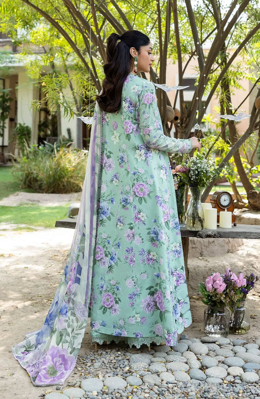 Elaf Printed Lawn Unstitched 3 Piece Suit - ECD-1A GARDENELLE - EL25PRN - Green - Summer Collection