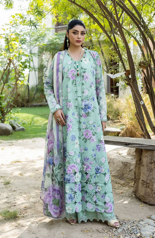 Elaf Printed Lawn Unstitched 3 Piece Suit - ECD-1A GARDENELLE - EL25PRN - Green - Summer Collection