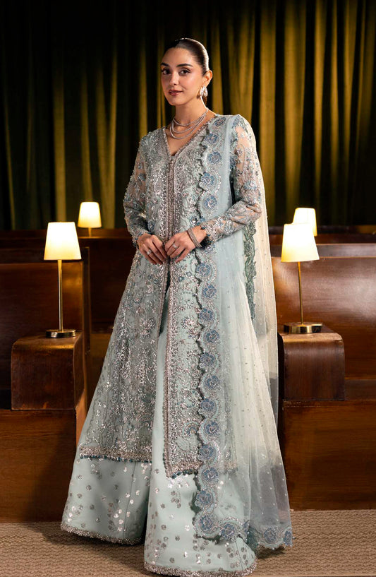 Elaf Serenade Embroidered Organza Unstitched 3 Piece Suit - EHM-04 - EL26SRN - Blue - Formal Collection