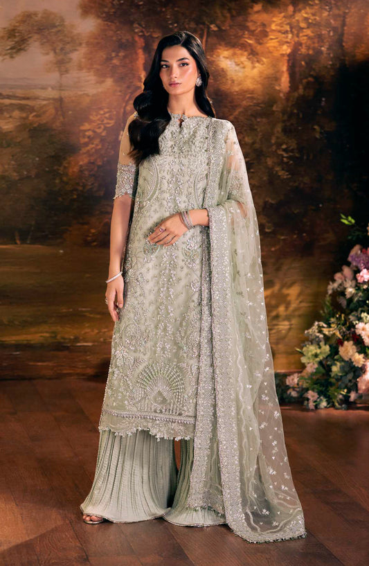 Elaf Serenade Embroidered Poly Net Unstitched 3 Piece Suit - EHM-08 - EL26SRN - Green - Formal Collection