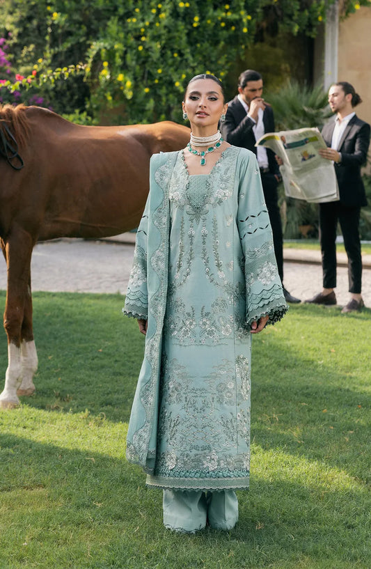 Elaf Luxury Embroidered Karandi Unstitched 3 Piece Suit - EWK-7A MINTFROST - EL25WNL - Blue - Winter Collection
