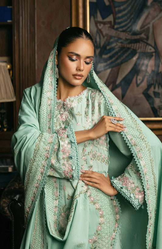 Elaf Luxury Embroidered Karandi Unstitched 3 Piece Suit - EWK-5B FLORAZURE - EL25WNL - Green - Winter Collection