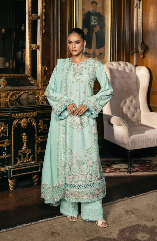 Elaf Luxury Embroidered Karandi Unstitched 3 Piece Suit - EWK-5B FLORAZURE - EL25WNL - Green - Winter Collection