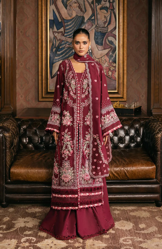 Elaf Luxury Embroidered Karandi Unstitched 3 Piece Suit - EWK-4B CRIMSONELLE - EL25WNL - Red - Winter Collection