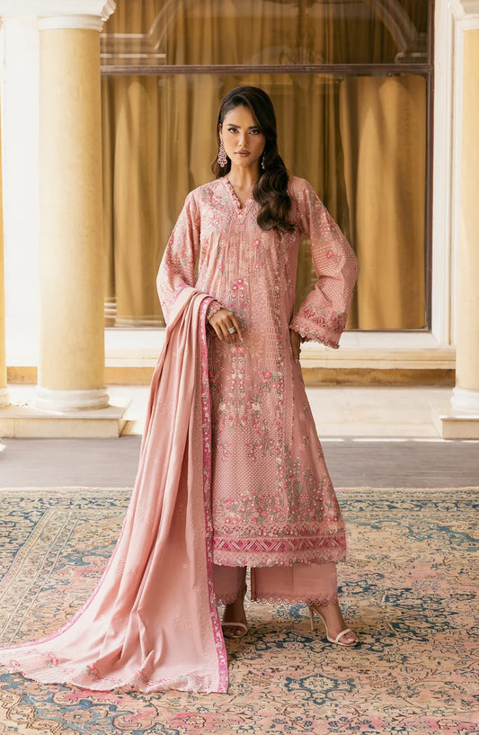 Elaf Luxury Embroidered Karandi Unstitched 3 Piece Suit - EWK-3A DUSTYROSE - EL25WNL - Pink - Winter Collection