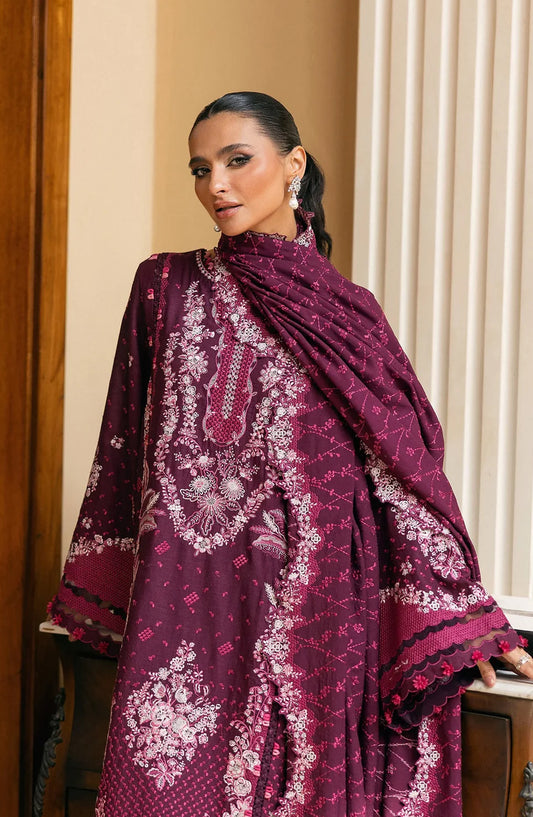 Elaf Luxury Embroidered Karandi Unstitched 3 Piece Suit - EWK-2B BERRYBLUSH - EL25WNL - Purple - Winter Collection