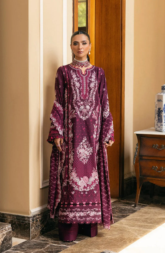 Elaf Luxury Embroidered Karandi Unstitched 3 Piece Suit - EWK-2B BERRYBLUSH - EL25WNL - Purple - Winter Collection