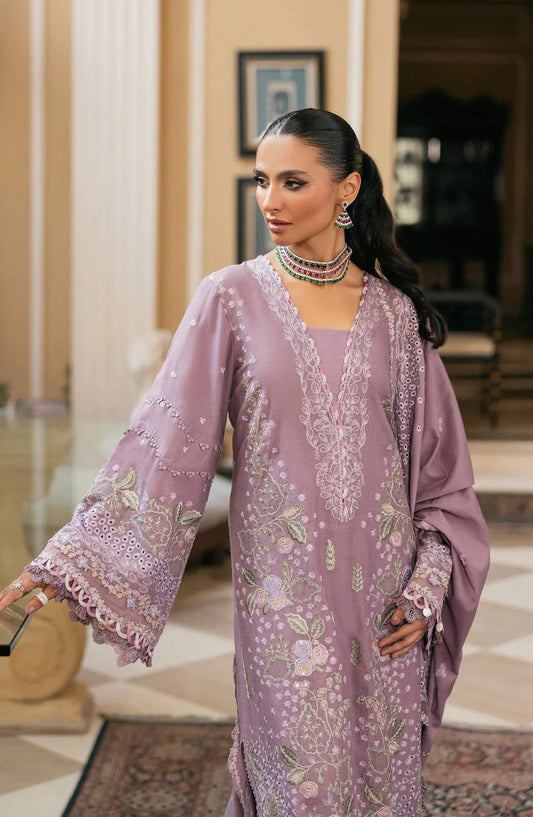 Elaf Luxury Embroidered Karandi Unstitched 3 Piece Suit - EWK-1A LILIQUE - EL25WNL - Purple - Winter Collection