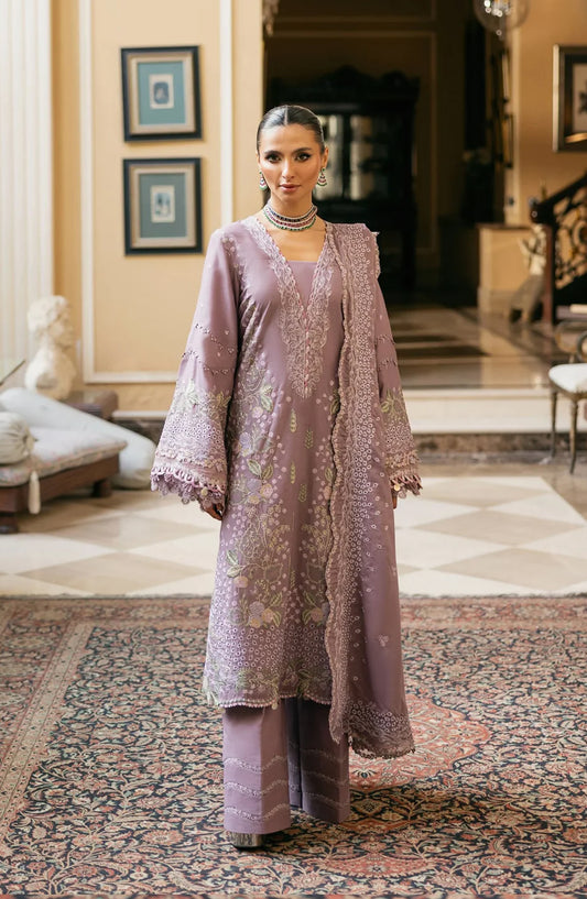 Elaf Luxury Embroidered Karandi Unstitched 3 Piece Suit - EWK-1A LILIQUE - EL25WNL - Purple - Winter Collection