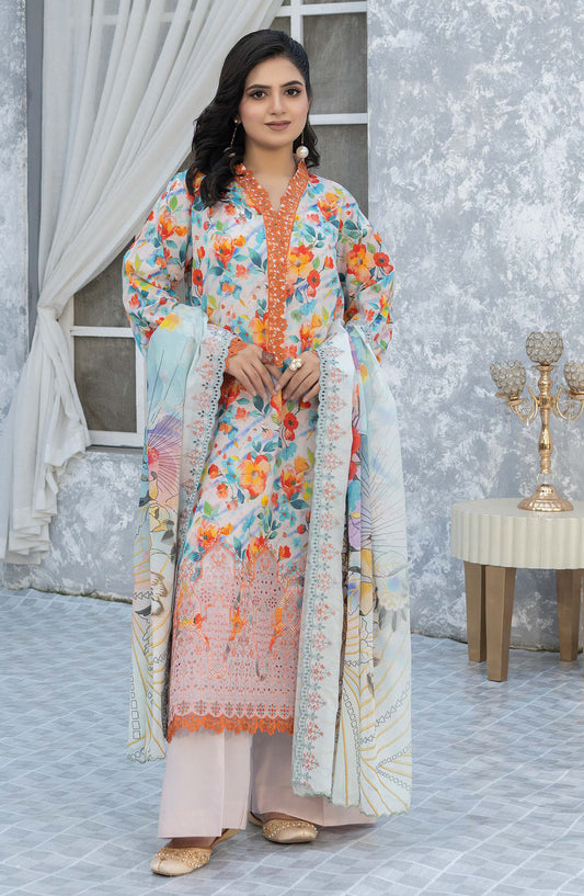 Elegant by Riaz Arts Embroidered Lawn Unstitched 3 Piece Suit - D-07 - RA26LG - Multi - Summer Collection
